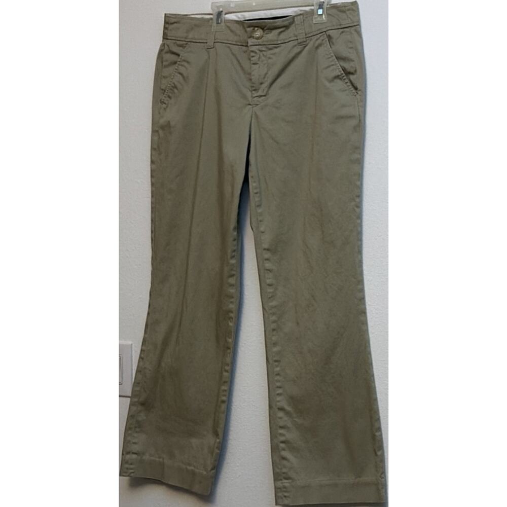 intro. Khaki Cotton Blend Chino Straight Leg Flat Front Stretch Pants Women's